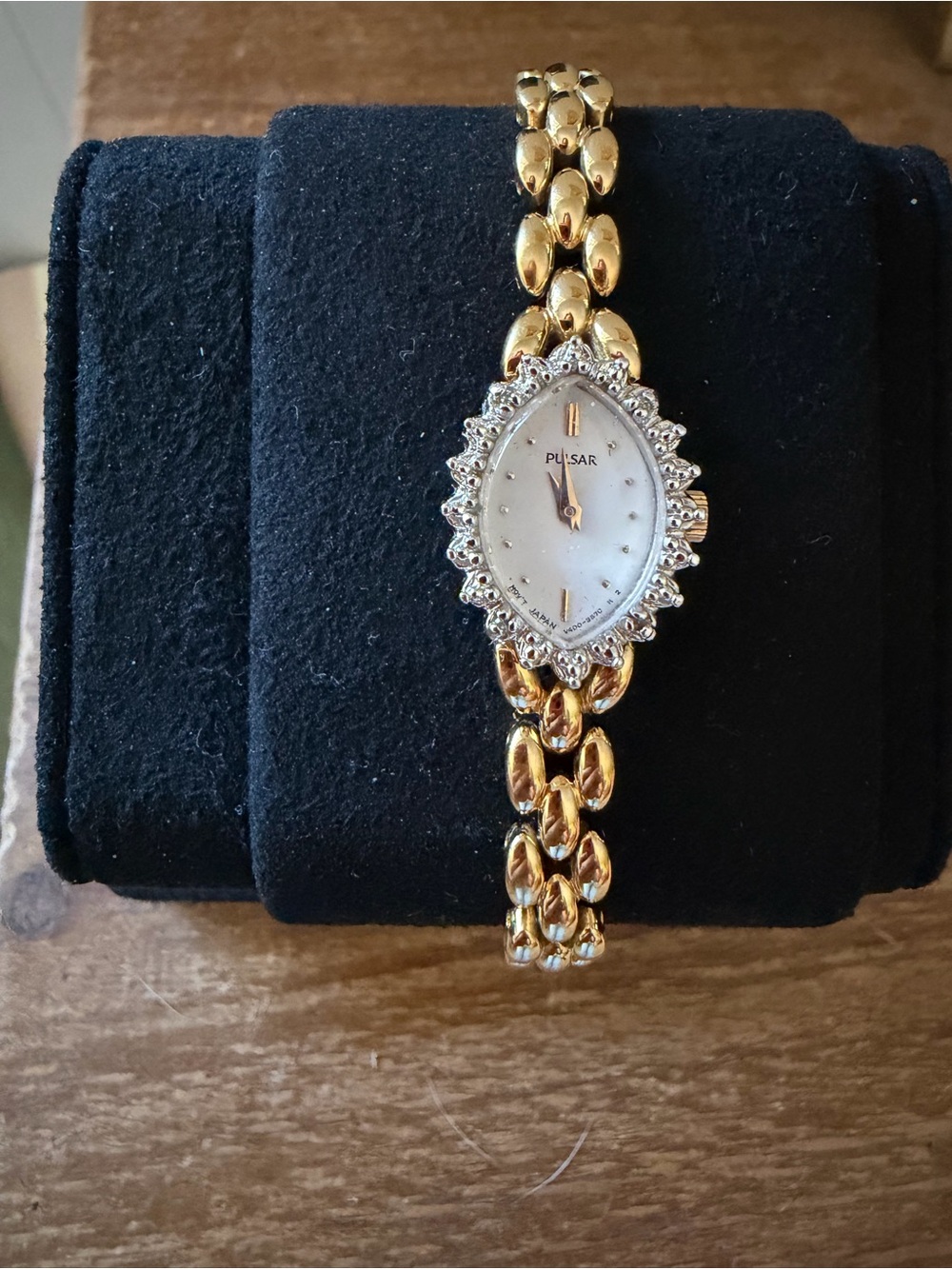 Pulsar Gold-Tone Women's Watch with Crystal Bezel
